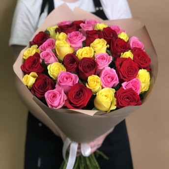Букет из роз яркий микс 41 шт. (70 см)
